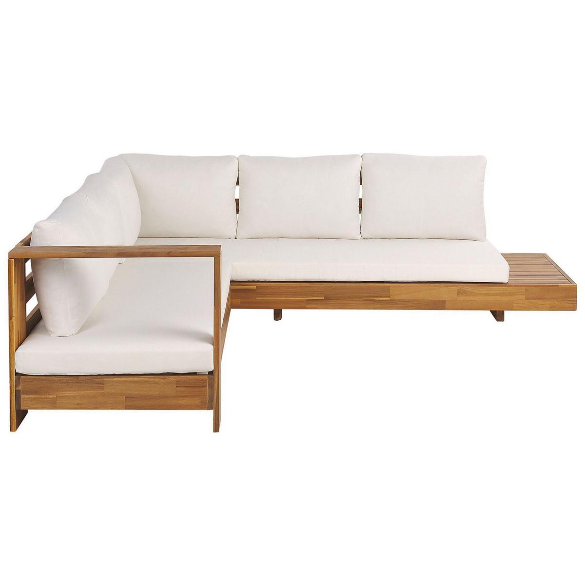 LOUNGE-SET 5-Sitzer hellbraun rechtsseitig Marettimo - Hellbraun, Holz - Beliani