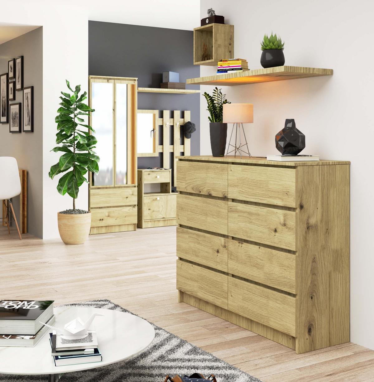 KOMMODE Eiche Artisan 99/120/40 - Eiche Artisan, Holzwerkstoff (120/99/40cm) - RAUMHIRSCH FURNITURE