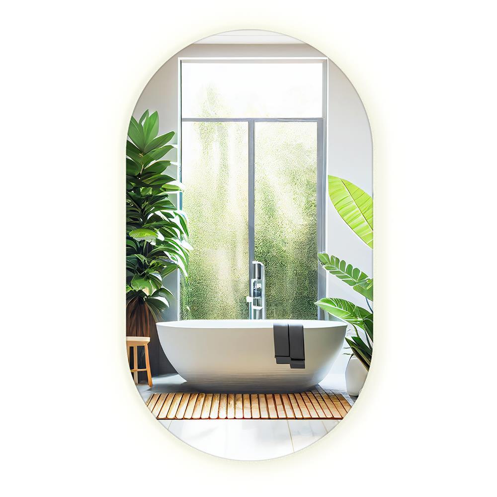 SPIEGEL 46 x 80 cm Oval Neutralweiß 4000K - Blaugrau, Glas (46/80/2.4cm) - TULUP