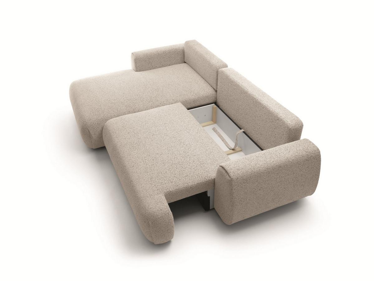ECKSOFA ZEST Grau Geflochtener Stoff mit Schlaffunktion - Grau, Holz (270/167cm) - MASSENO