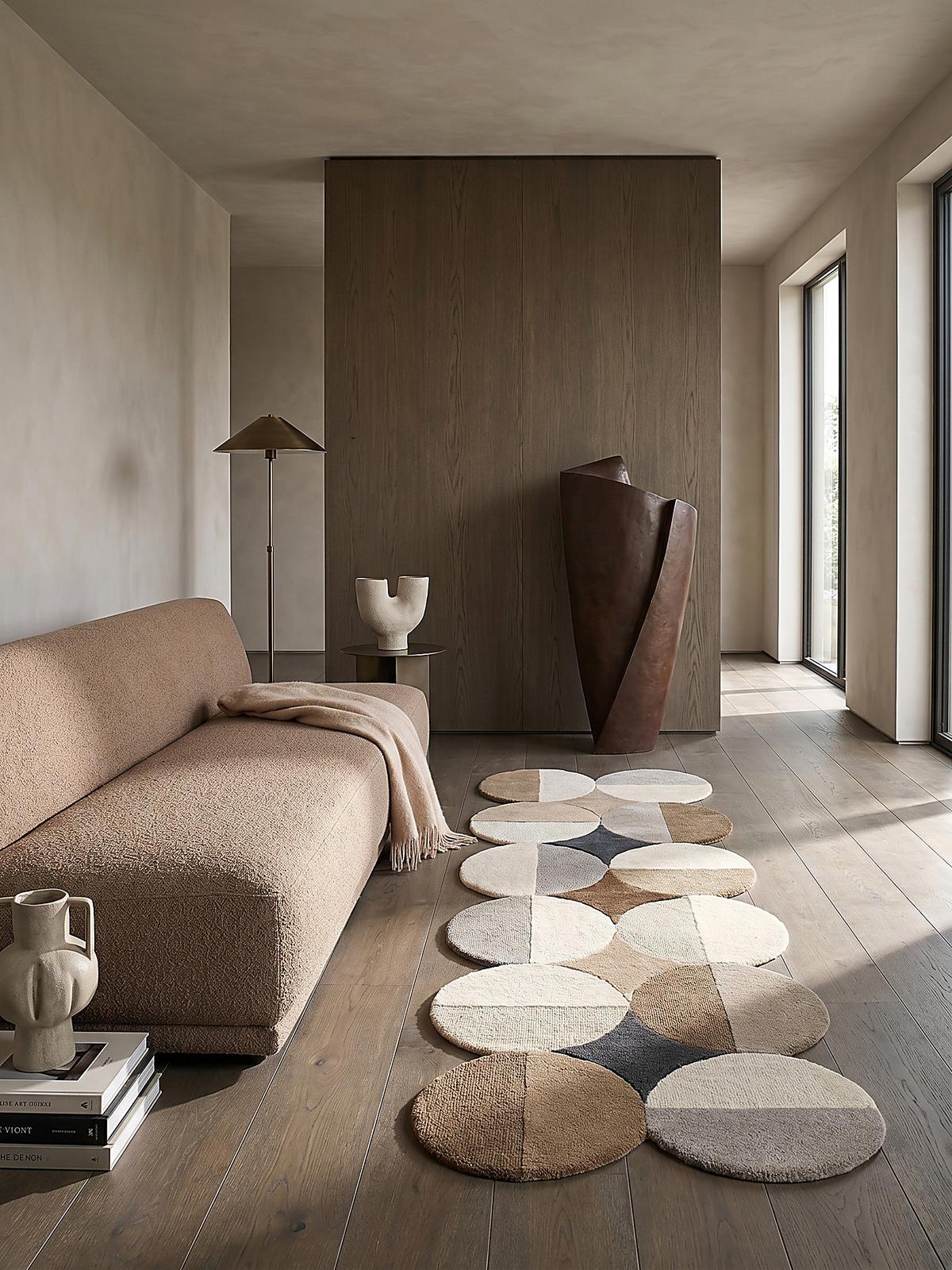WOLLTEPPICH HALLEIN, mit Wellenmuster, Beige-Braun, 80 x 230 cm - Beige, Textil (80/230cm) - KADIMA DESIGN