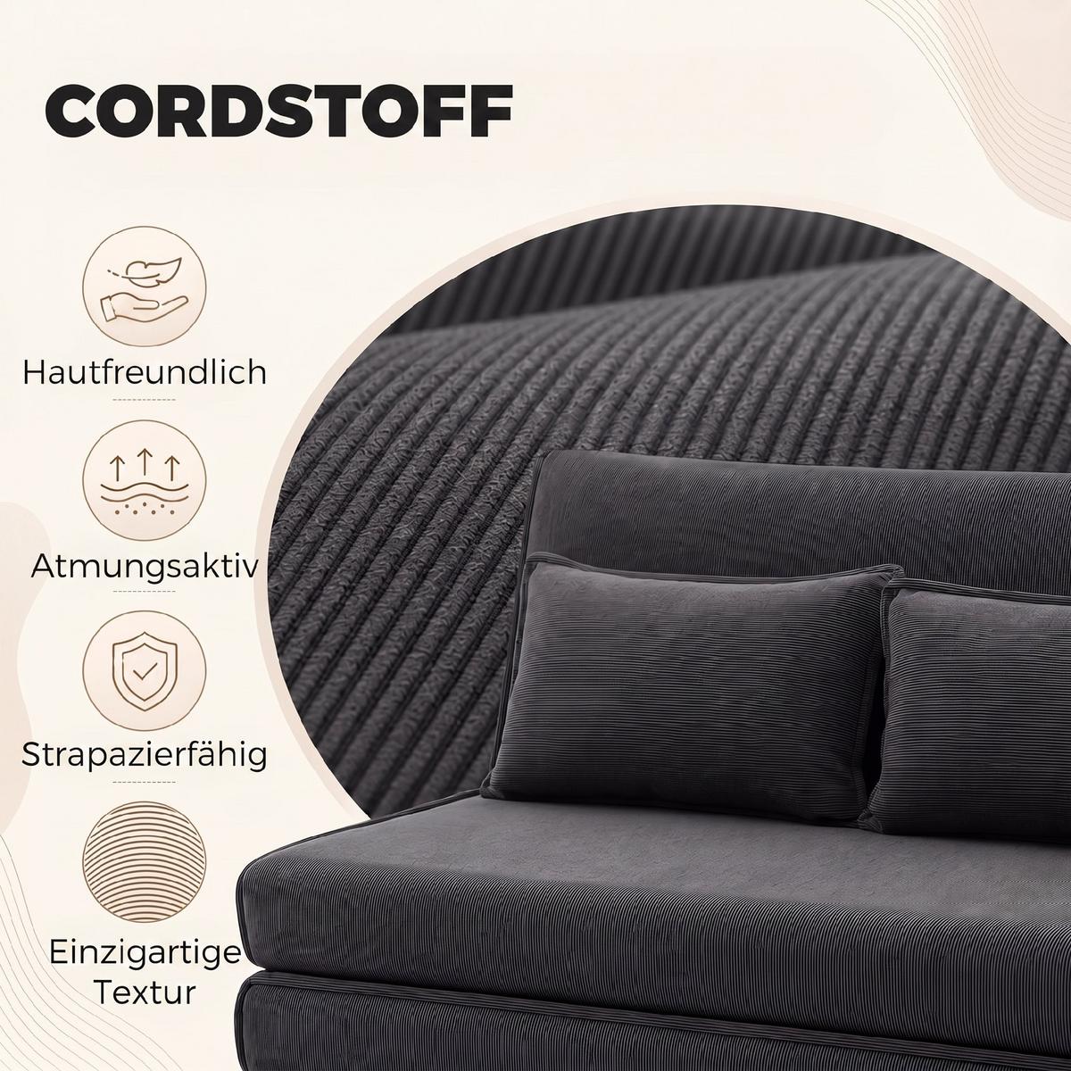 BODENSTUHL Polyester Dunkelgrau - Dunkelgrau, Textil (208/13/135cm) - HOMCOM