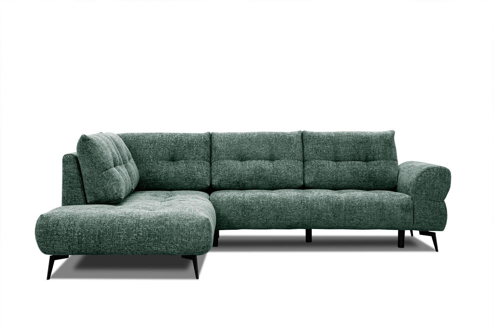 ECKSOFA SALVINI 5-Sitzer, smaragdgrün - Smaragdgrün/Schwarz, Holzwerkstoff/Textil (158/292cm) - Wozimo
