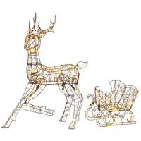 WEIHNACHTSFIGUR 2er Set Metall Polyrattan Braun - Braun, Metall (32/120/82cm) - Outsunny