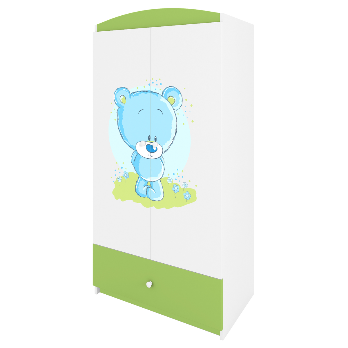 KINDERKLEIDERSCHRANK Blaubär - Grün, Holzwerkstoff (90/175/52cm) - RAUMHIRSCH FURNITURE