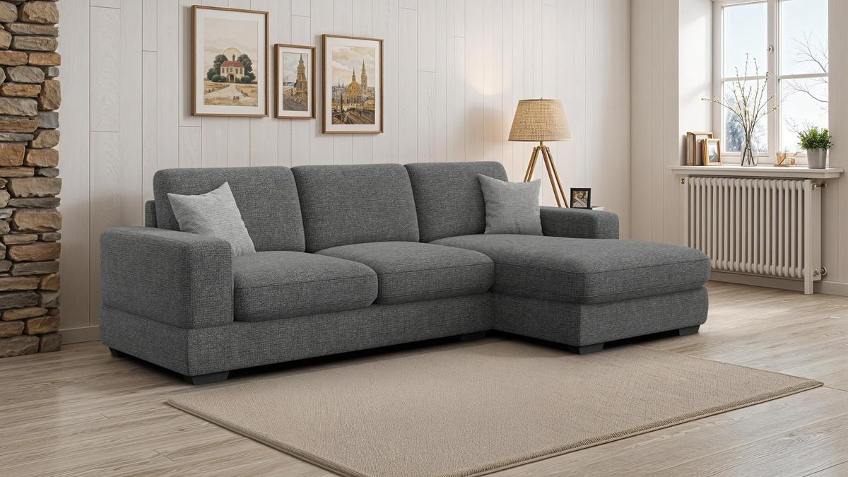 ECKSOFA OTTO 4-Sitzer, anthracit - Schwarz/Grau, Holz/Textil (279/159cm) - Wozimo