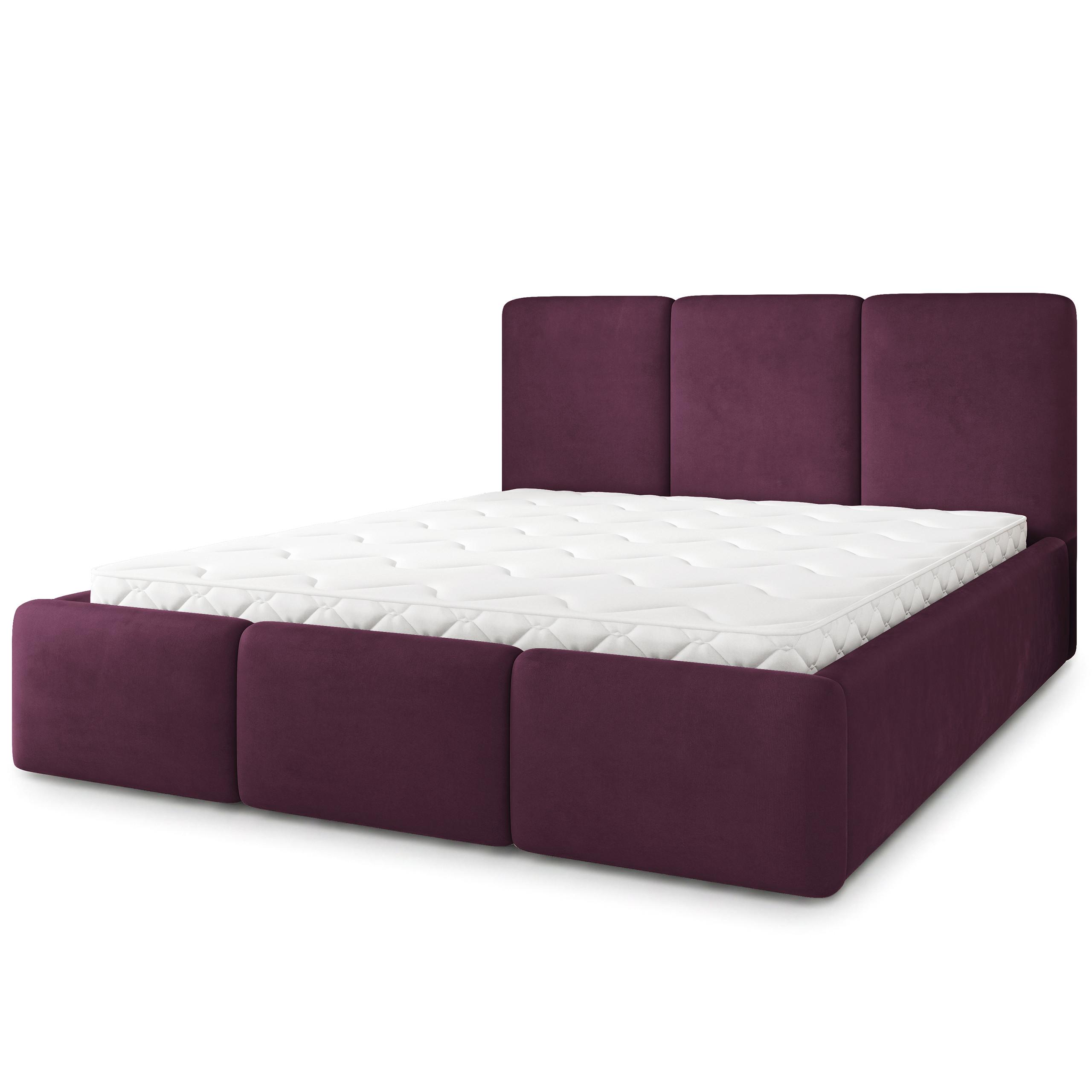 POLSTERBETT MORENA MGV 120x200 cm mit Bettkästen - Violett - Violett, Holz (120/200cm) - MASSENO