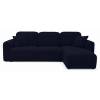 ECKSOFA Olido Navyblau-Samt - Schwarz/Dunkelblau, Kunststoff/Textil (245/150cm) - Selsey