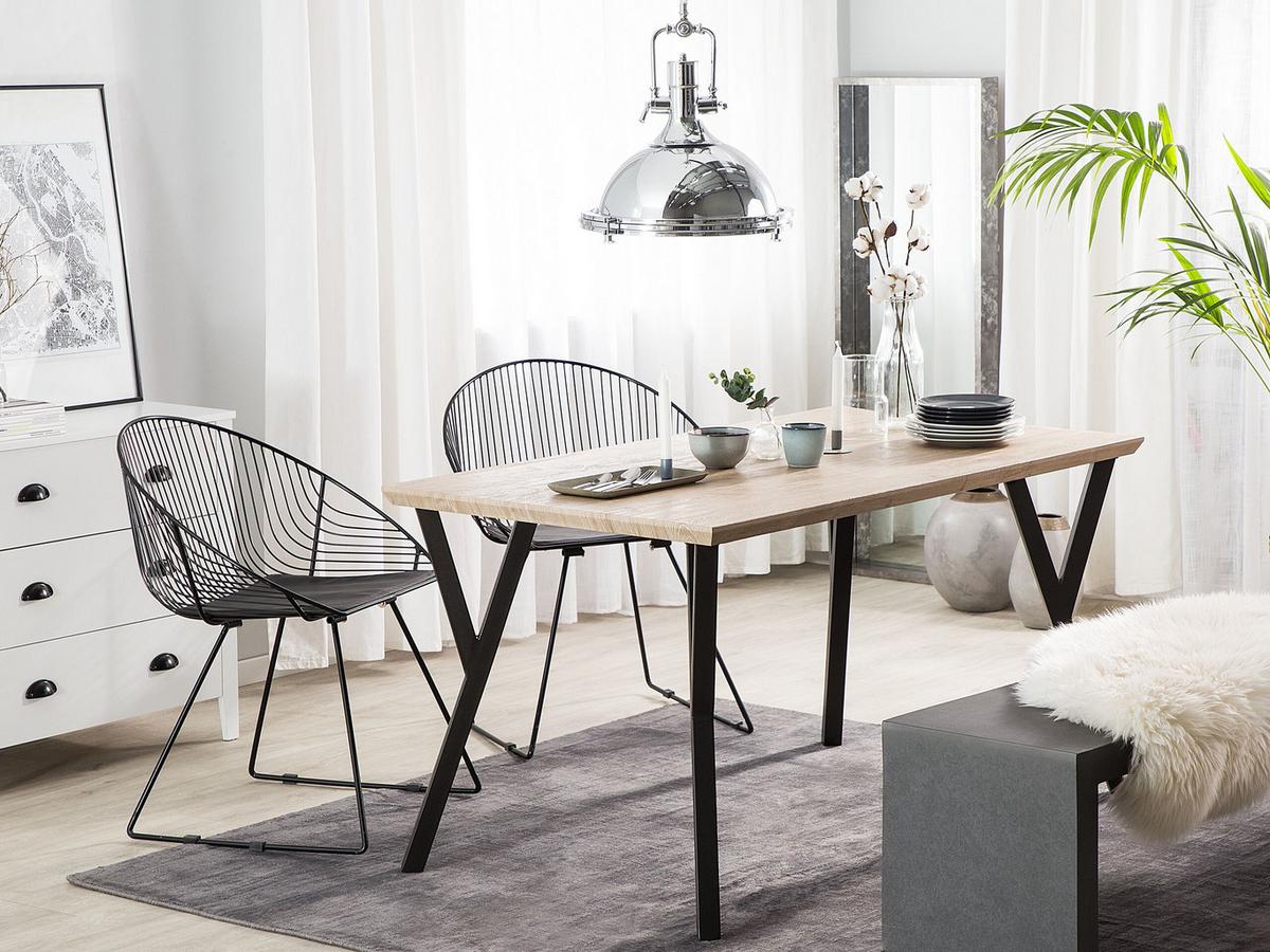 ESSTISCH 140/80/75 cm Hellbraun, Schwarz Rechteckig Bravo - Hellbraun, Holzwerkstoff (140/80/75cm) - Beliani