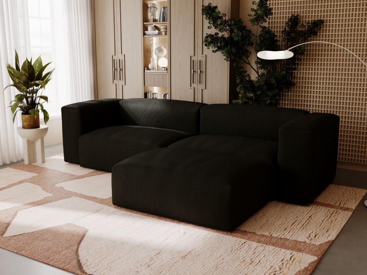 ECKSOFA Landi Schwarz Rechts - Schwarz, Kunststoff/Textil (240/180cm) - Graingold