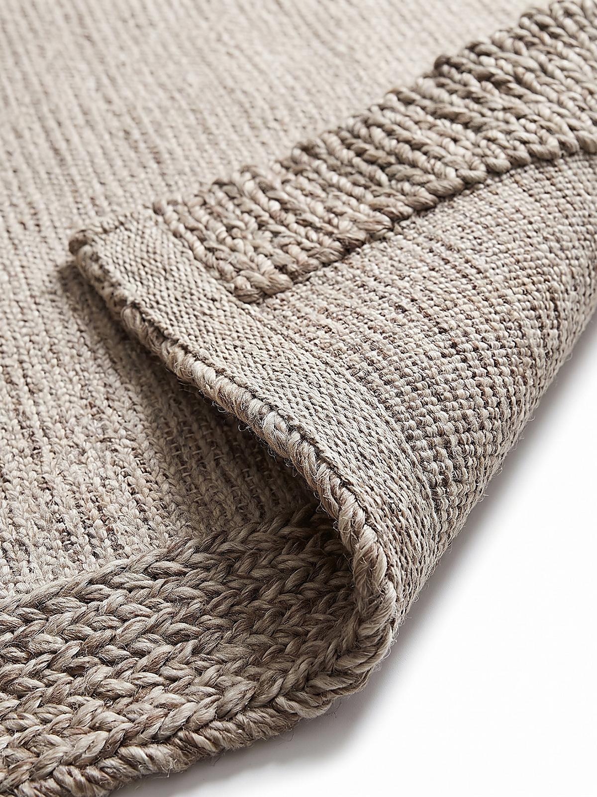FLACHWEBTEPPICH handgewebt CALDER, Zopfbordüre, Beige-Braun, 120 x 170 cm - Beige, Textil (120/170cm) - KADIMA DESIGN