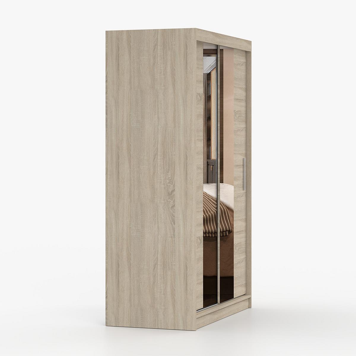 SCHWEBETÜRENSCHRANK Neomi 01 Sonoma Eiche/Sonoma Eiche + Spiegel 120 cm - Alufarben/Sonoma Eiche, Glas/Holzwerkstoff (120/200/61cm) - imoebel24