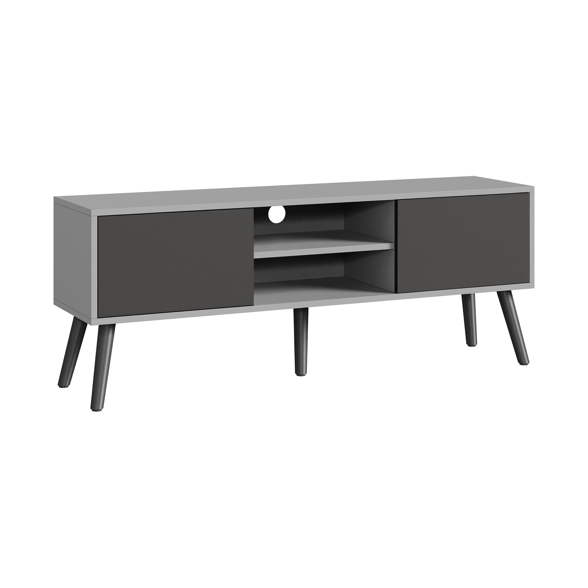 LOWBOARD Eskilstuna - Schwarz, Holz/Holzwerkstoff (120/46.5/29.5cm) - [en.casa]