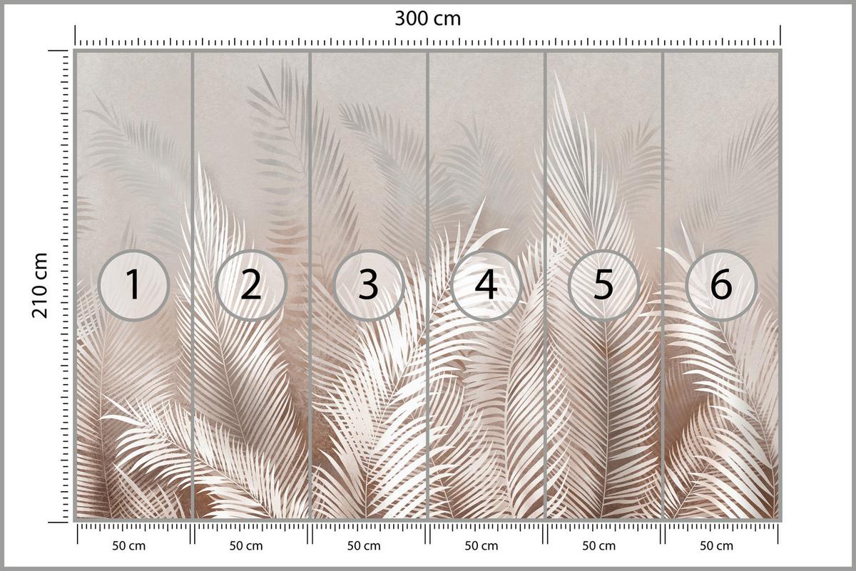 FOTOTAPETE Palmenblätter tropische Pflanzen 300x210cm - Beige/Braun, Papier (300/210cm) - Muralo
