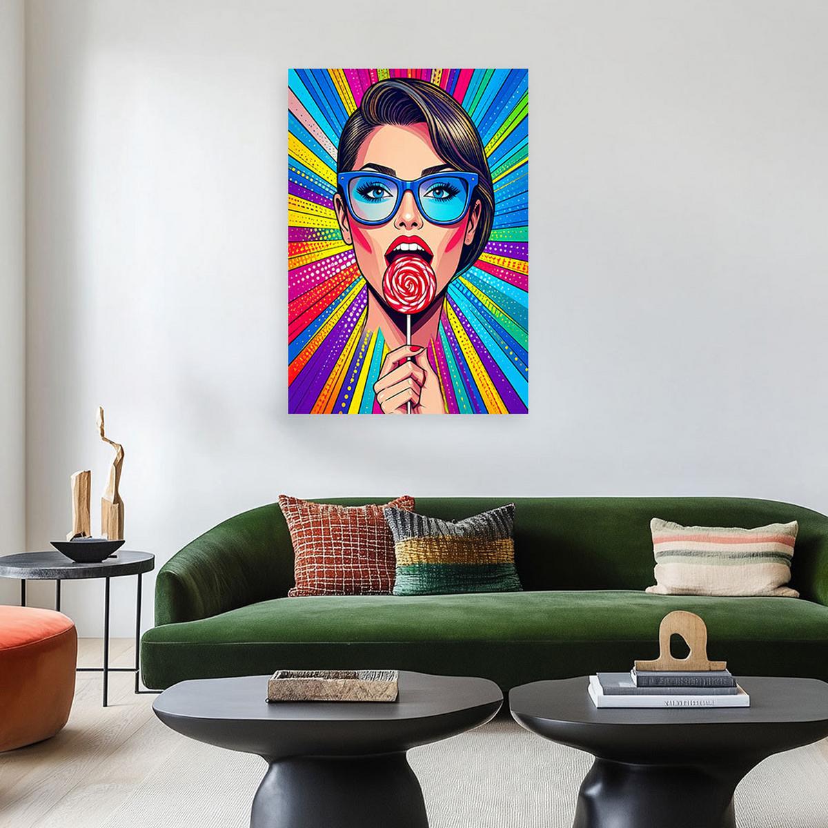 BILDER, Pop-Art Frau mit Brille - Multicolor, Textil (30/45cm) - Feeby