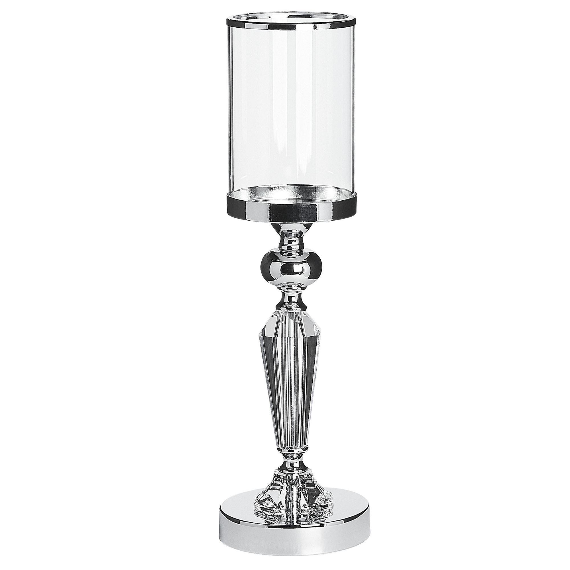 KERZENSTÄNDER Silber Bonao - Silberfarben, Glas (12/42/12cm) - Beliani