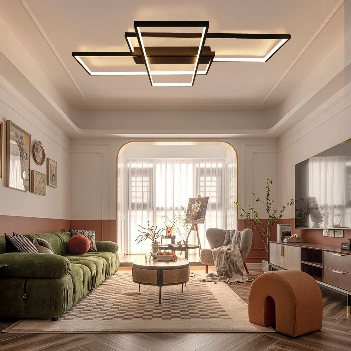 LED-DECKENLEUCHTE Caroline 100/70/8 cm - Schwarz, Metall (100/70/8cm) - ZMH