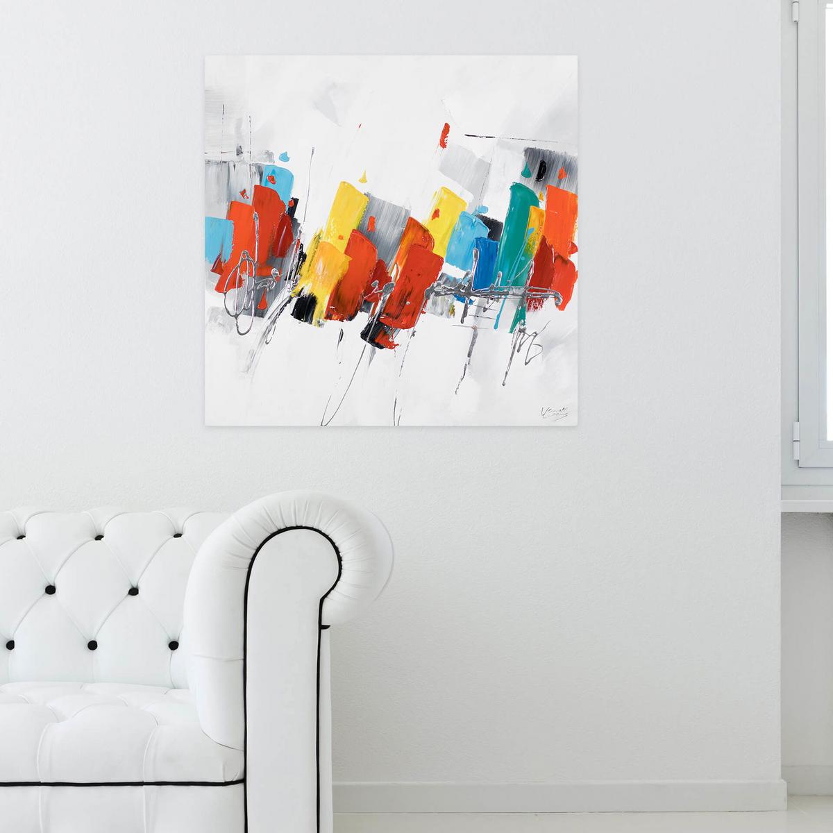 ÖLGEMÄLDE 80/80 cm - Multicolor/Weiß, Holz/Textil (80/80cm) - KUNSTLOFT