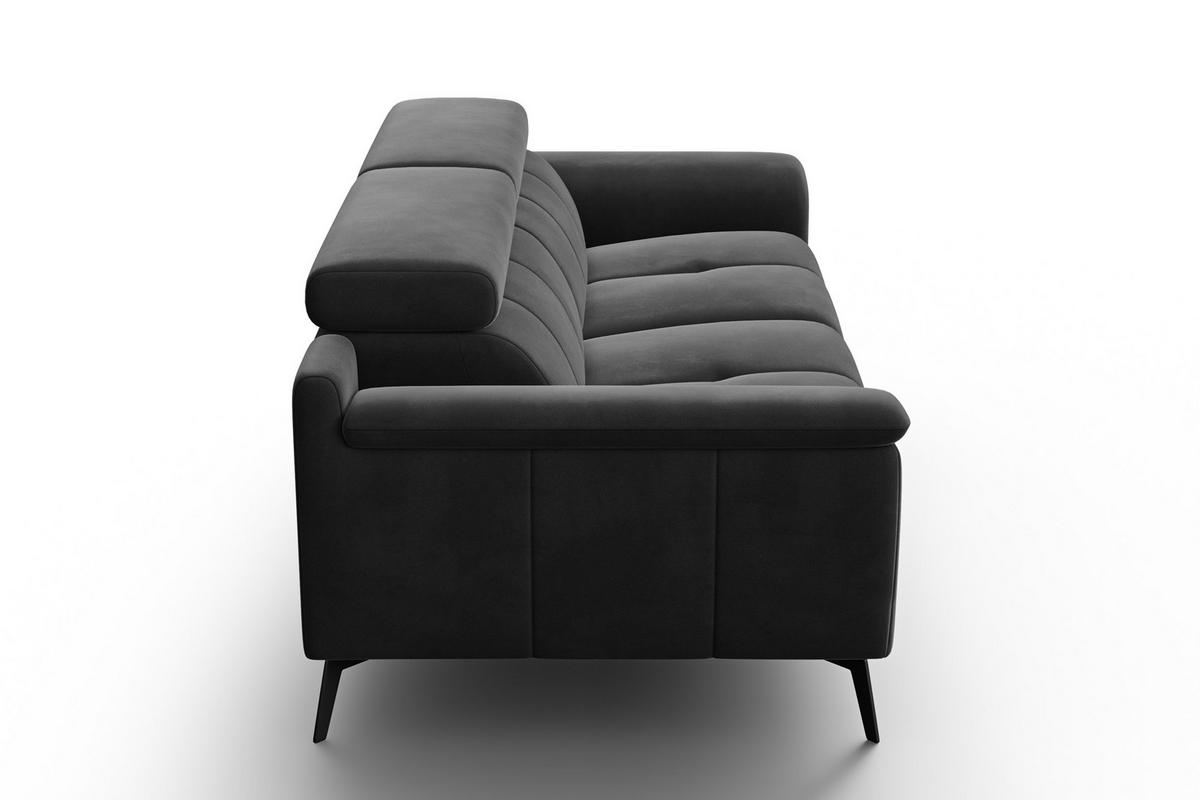 SOFA FIERO 3-Sitzer, Schwarzer Veloursstoff - Schwarz, Holz/Textil (212/82/103cm) - Courtois Laville