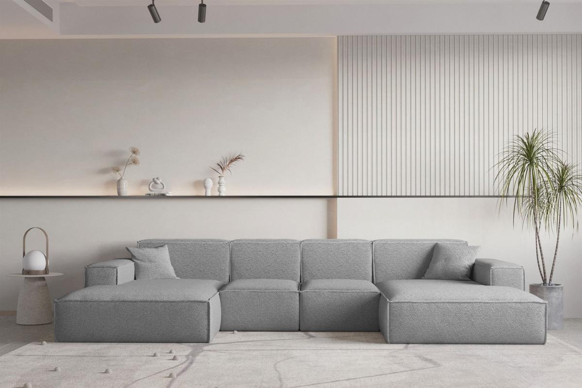 WOHNLANDSCHAFT Celes Premium Xs Bukla - Grau, Holzwerkstoff/Textil (342/73/165cm) - Fun Möbel