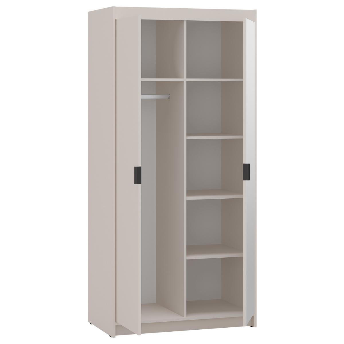 DREHTÜRENSCHRANK Elena mit 2 Türen und Spiegel, 90 cm, Sandbeige - Sandfarben, Holzwerkstoff (90/190/53cm) - Beautysofa
