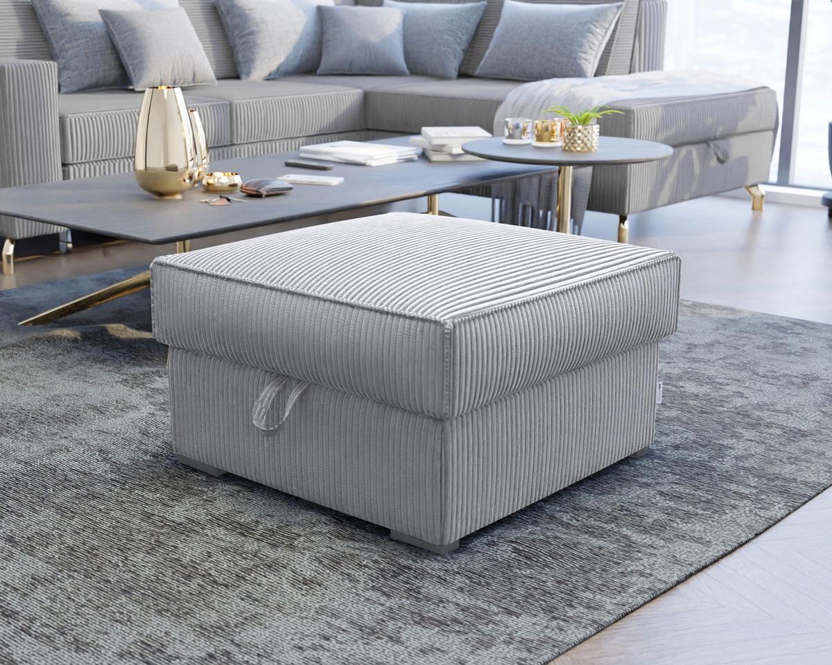 POUF FERA Hellgrau 65x65 cm - Hellgrau, Textil (65/38/65cm) - MASSENO