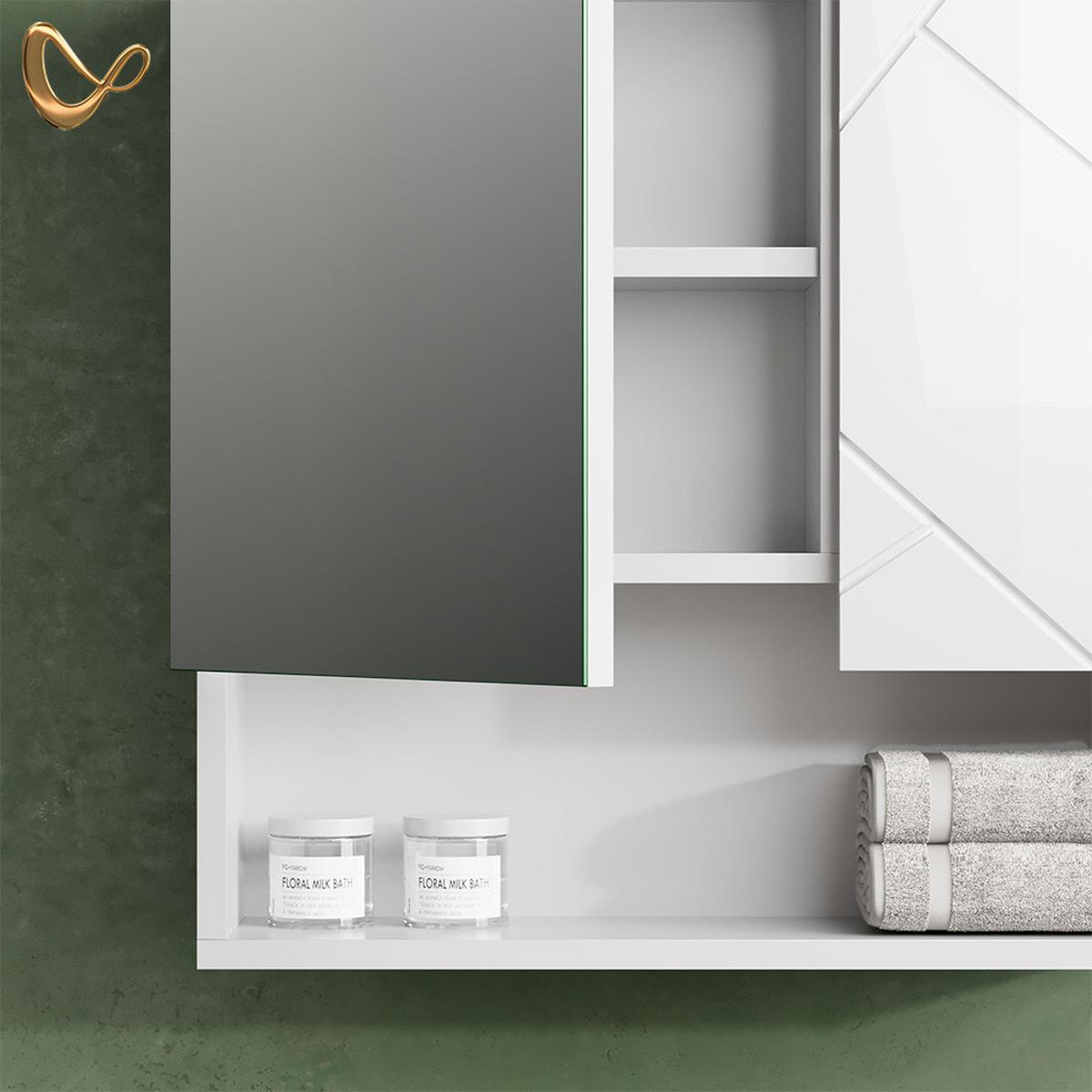BADSPIEGELSCHRANK Ronco Weiß Hochglanz 54 x 55 cm - Weiß Hochglanz, Holzwerkstoff (54/55/16.9cm) - Livinity®
