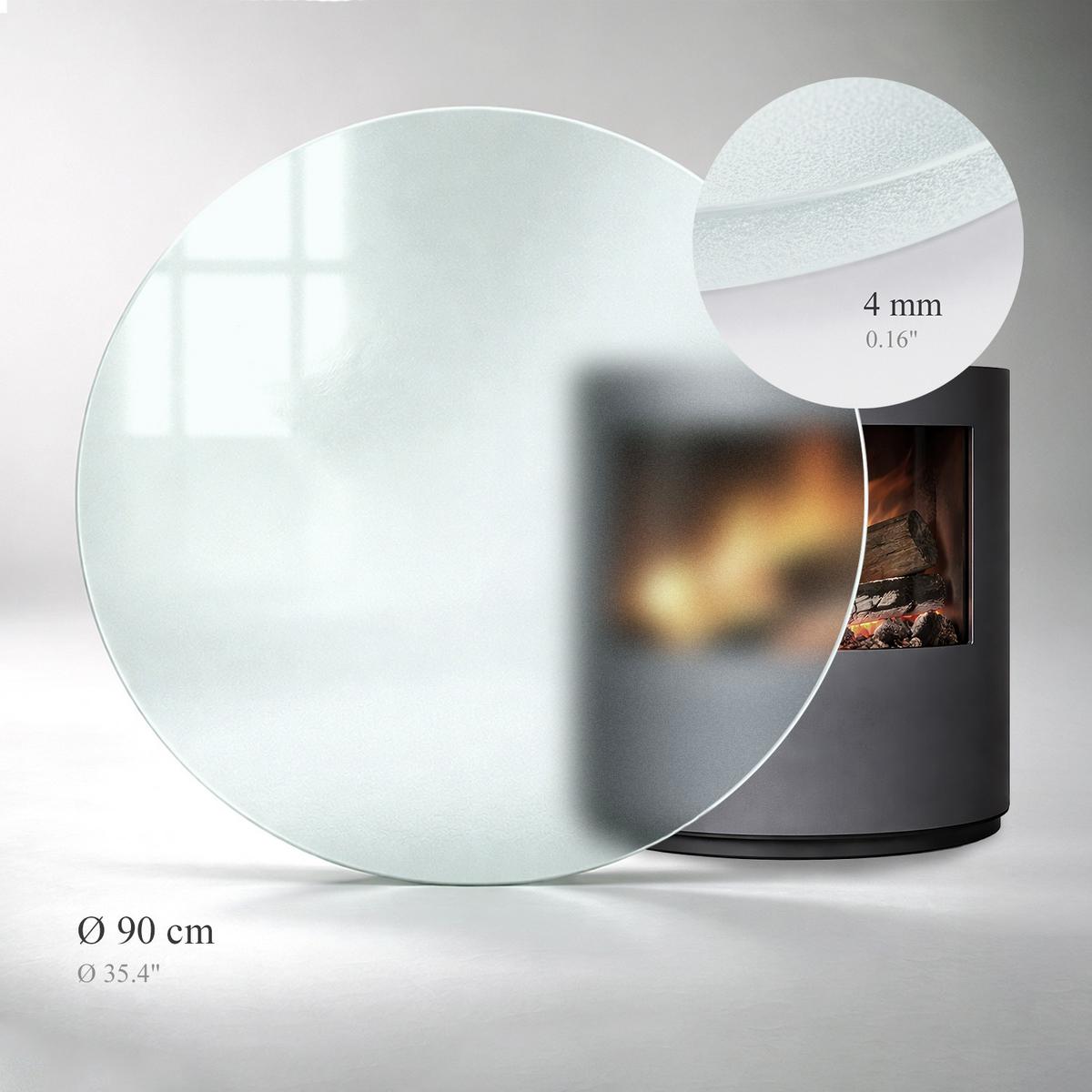 GLASBODENPLATTE für Kaminofen Ø90 cm – Milchglas Optik - Transparent, Glas (90/100/0.4cm) - TULUP