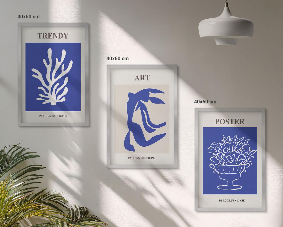 BILDER SET 3er Set - 40x60 cm Silberner Rahmen - Matisses abstrakte Plakate - Silberfarben, Kunststoff (40/60cm) - TULUP