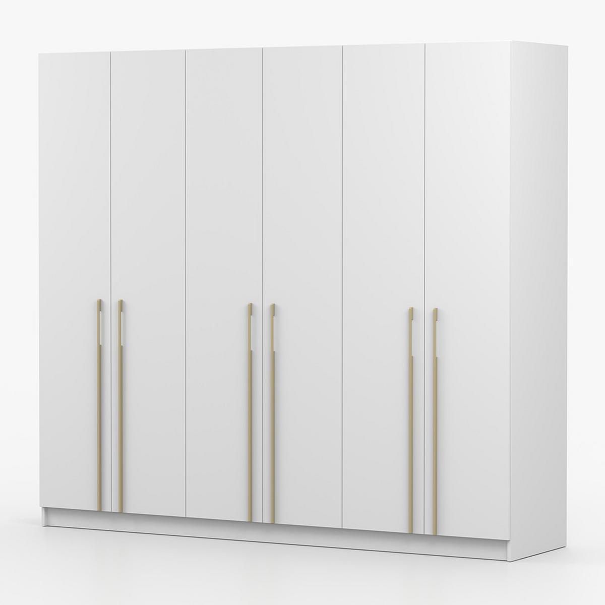 DREHTÜRENSCHRANK ROSA 6D 230/210/55 cm 6-türig Weiß - Goldfarben/Weiß, Holz/Holzwerkstoff (230/210/55cm) - imoebel24