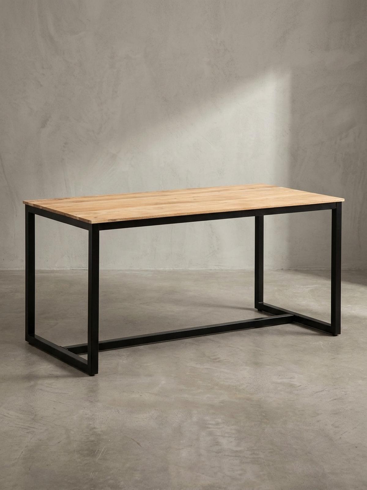 ESSTISCH Massivholz Metall Rechteckig Loft-Stil, Akazie 180x90x76 cm - Schwarz/Akaziefarben, Holz/Metall (90/180/76cm) - KADIMA DESIGN