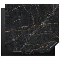 HERDABDECKPLATTE Marmor - Schwarz - Gold - Grau - Marmorstruktur Herdabdeckung Induktionsfeld 60x52 cm - Goldfarben, Kunststoff (60/52/0.2cm) - MuchoWow