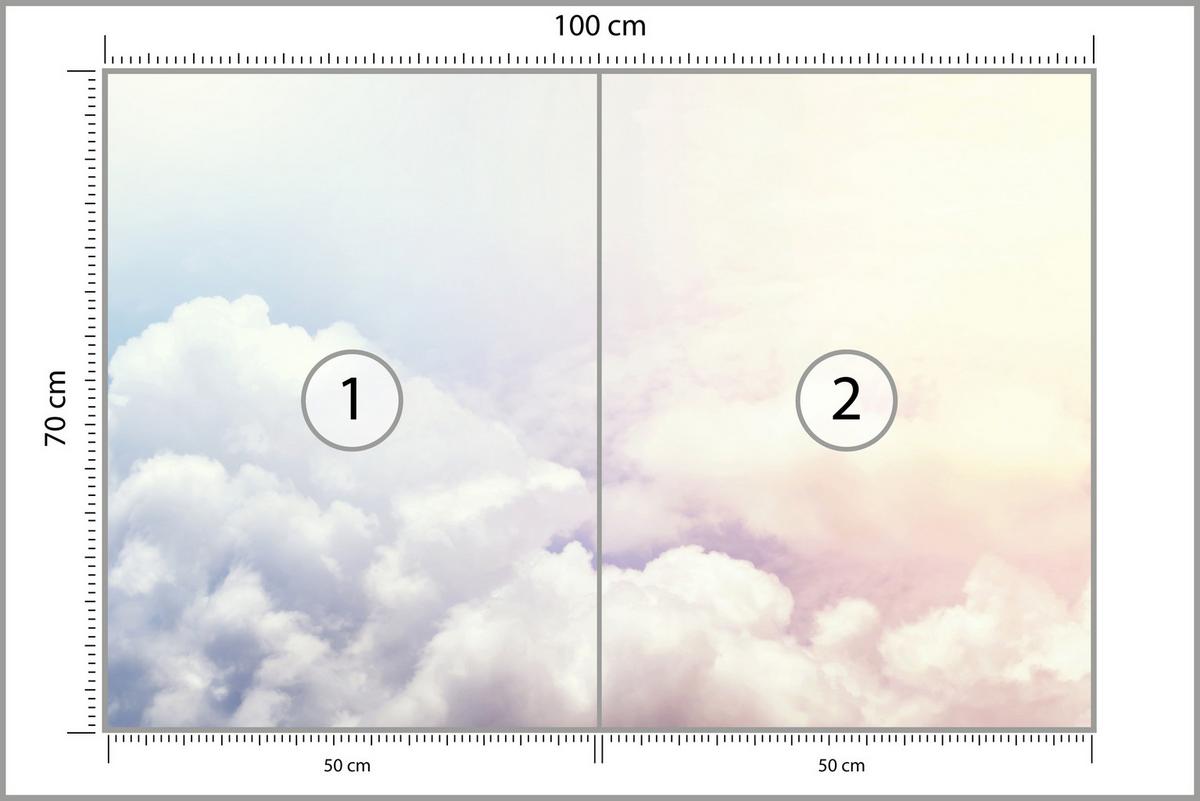 FOTOTAPETE für Schlafzimmer Blau Rosa Himmel Wolken 100x70 - Blau/Beige, Papier (100/70cm) - Muralo