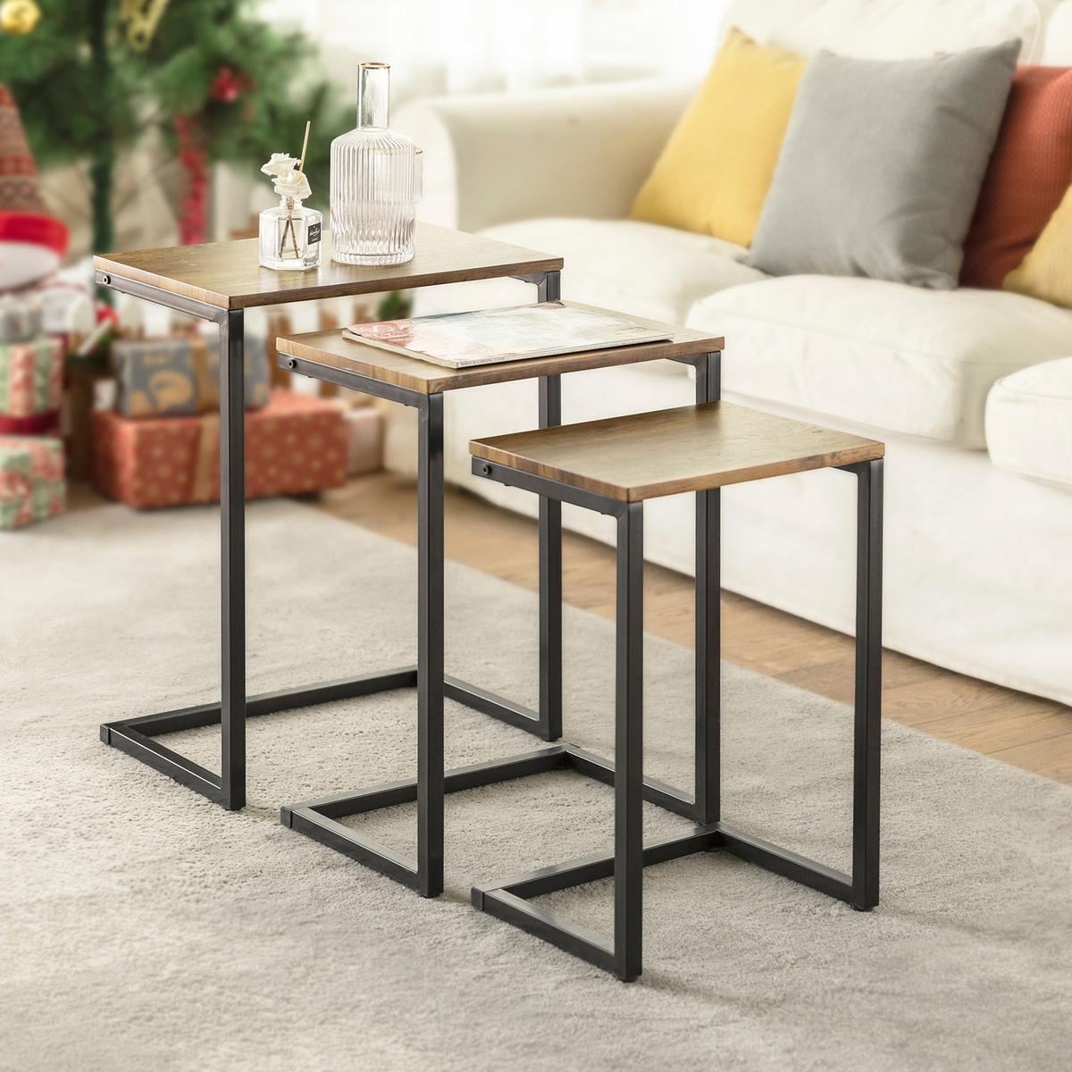 COUCHTISCH 3er Set Braun - Naturfarben, Holzwerkstoff (30/46/61cm) - SoBuy