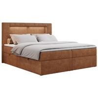 BOXBETT GOLD-5 LED 140/200 Orange Struktur - H3 - Orange, Holz/Textil (140/200cm) - MKS
