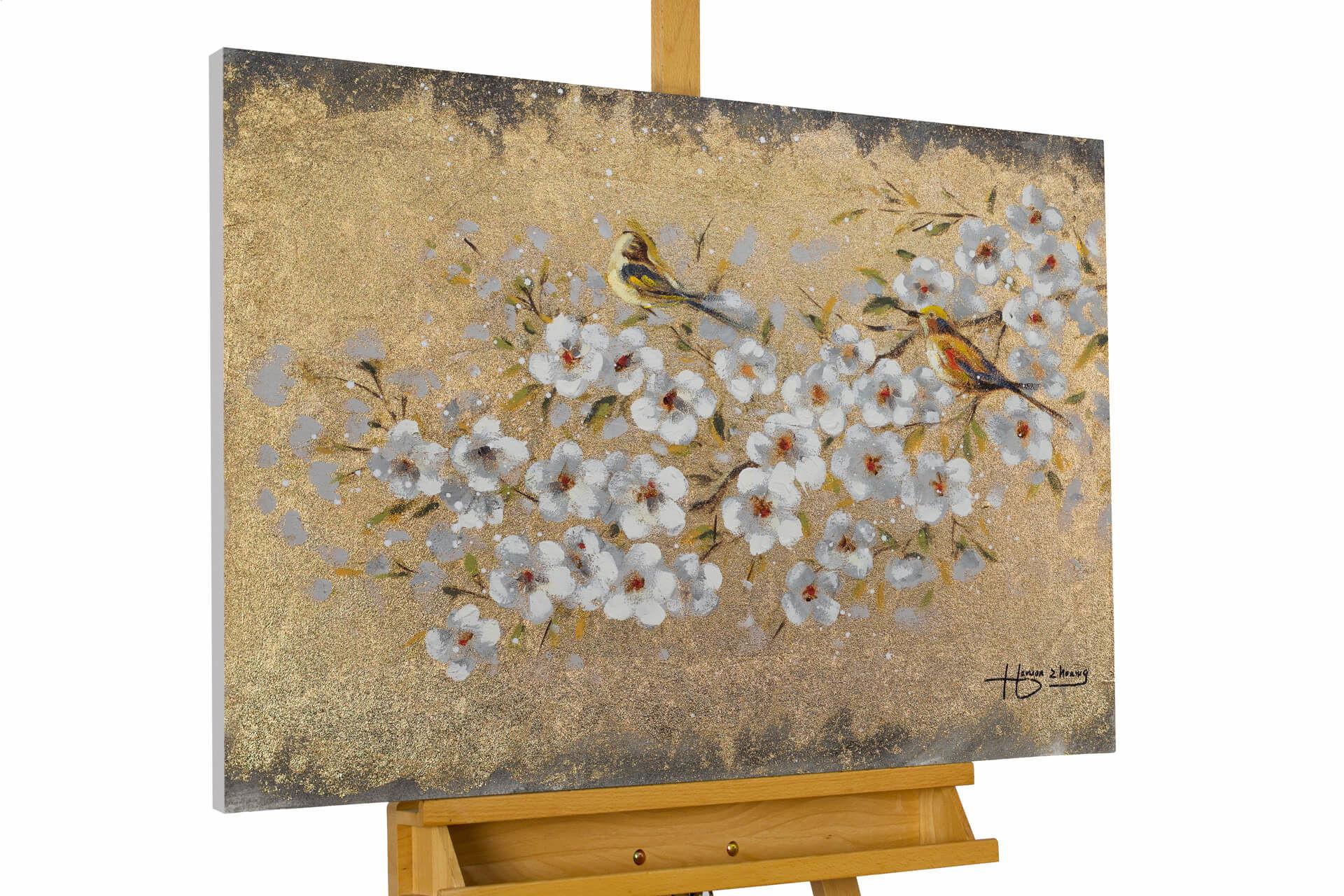 ACRYLBILD HANDGEMALT 80/60 cm - Weiß, Holz/Textil (80/60cm) - KUNSTLOFT