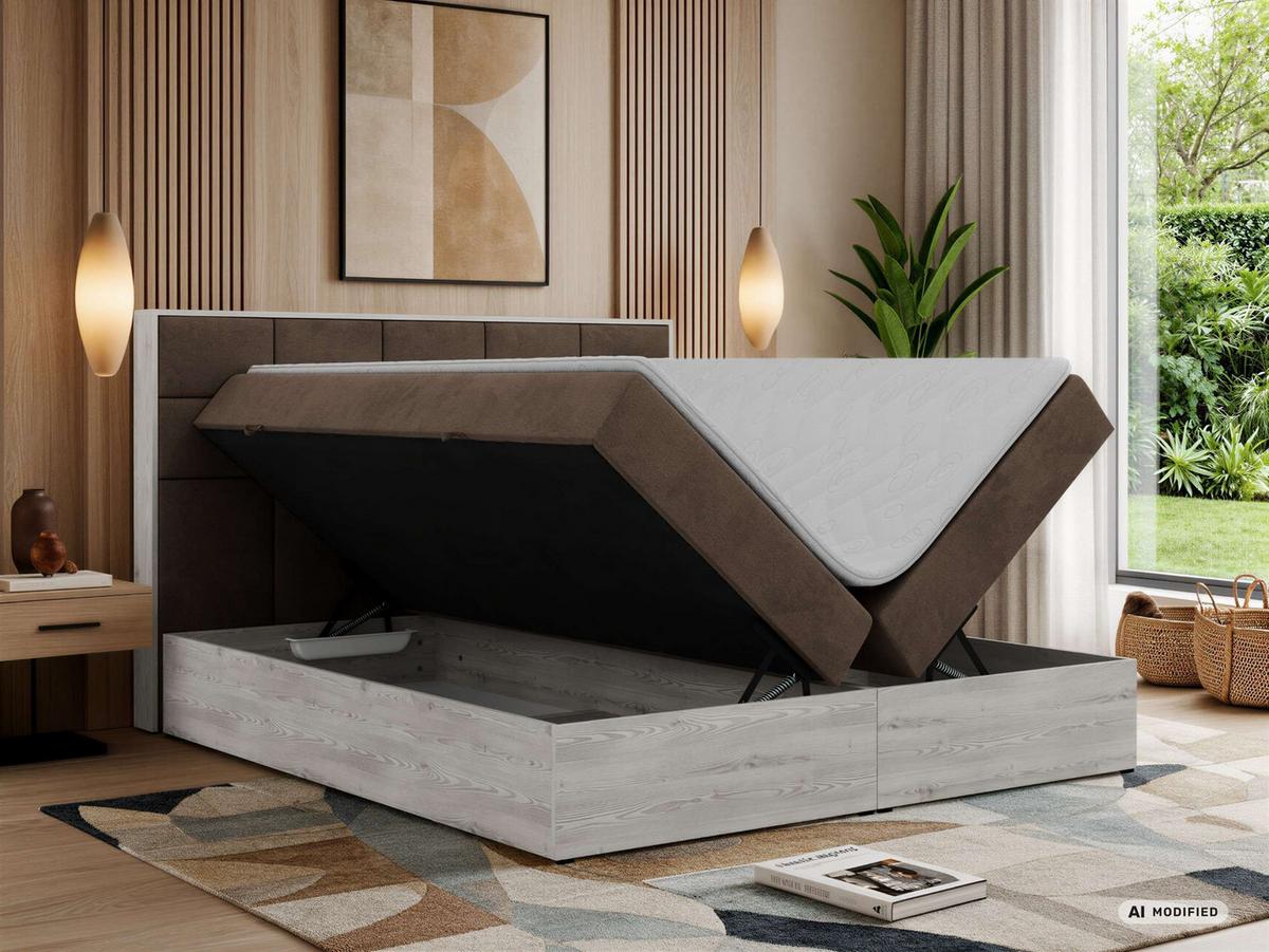 BOXBETT ALNOR 140/200 Braun Velvet - Topper T25 - H3 - Schwarz/Braun, Kunststoff/Textil (140/200cm) - MKS