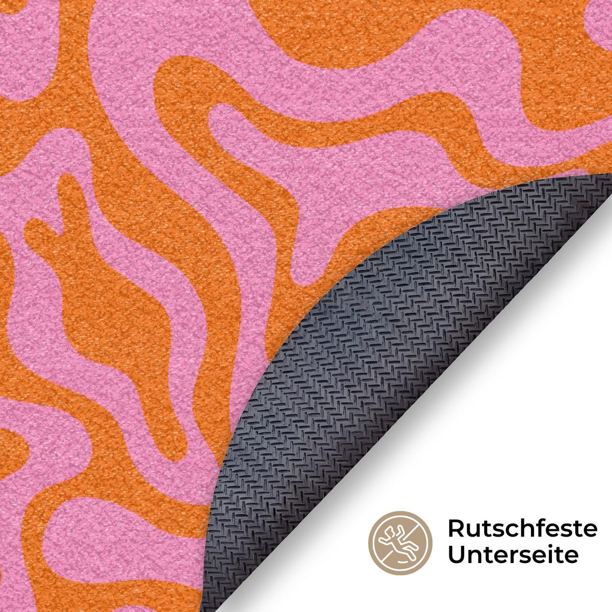FUSSMATTE Muster - Rosa - Orange - Abstrakt - Modern Türmatte 120x120 cm - Pink, Kunststoff (120/0.4cm) - MuchoWow