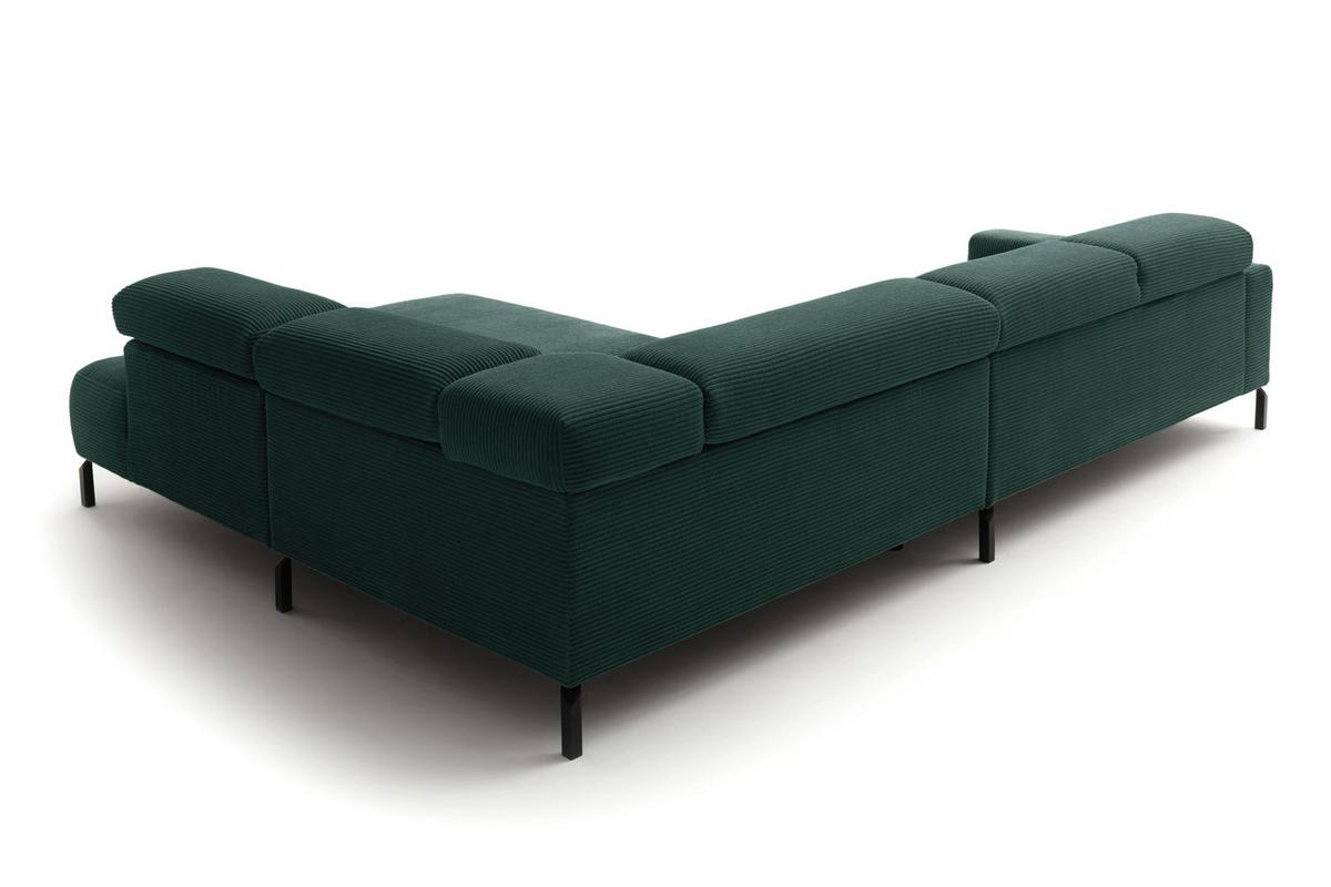 ECKSOFA MIT MOTORISCHEM SITZVORZUG DELIA Smaragdgrün Cord Relaxfunktion - Smaragdgrün/Schwarz, Textil/Metall (312/219cm) - KAWOLA