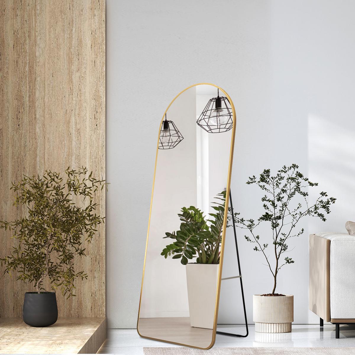 STANDSPIEGEL mit Rahmen Gehärteter Silberspiegel Gold 160/60 cm - Goldfarben, Glas/Metall (60/160/160cm) - EMKE