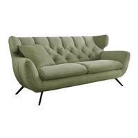 SOFA CHARME Grün Cord - Schwarz/Olivgrün, Textil/Metall (175/94/95cm) - KAWOLA