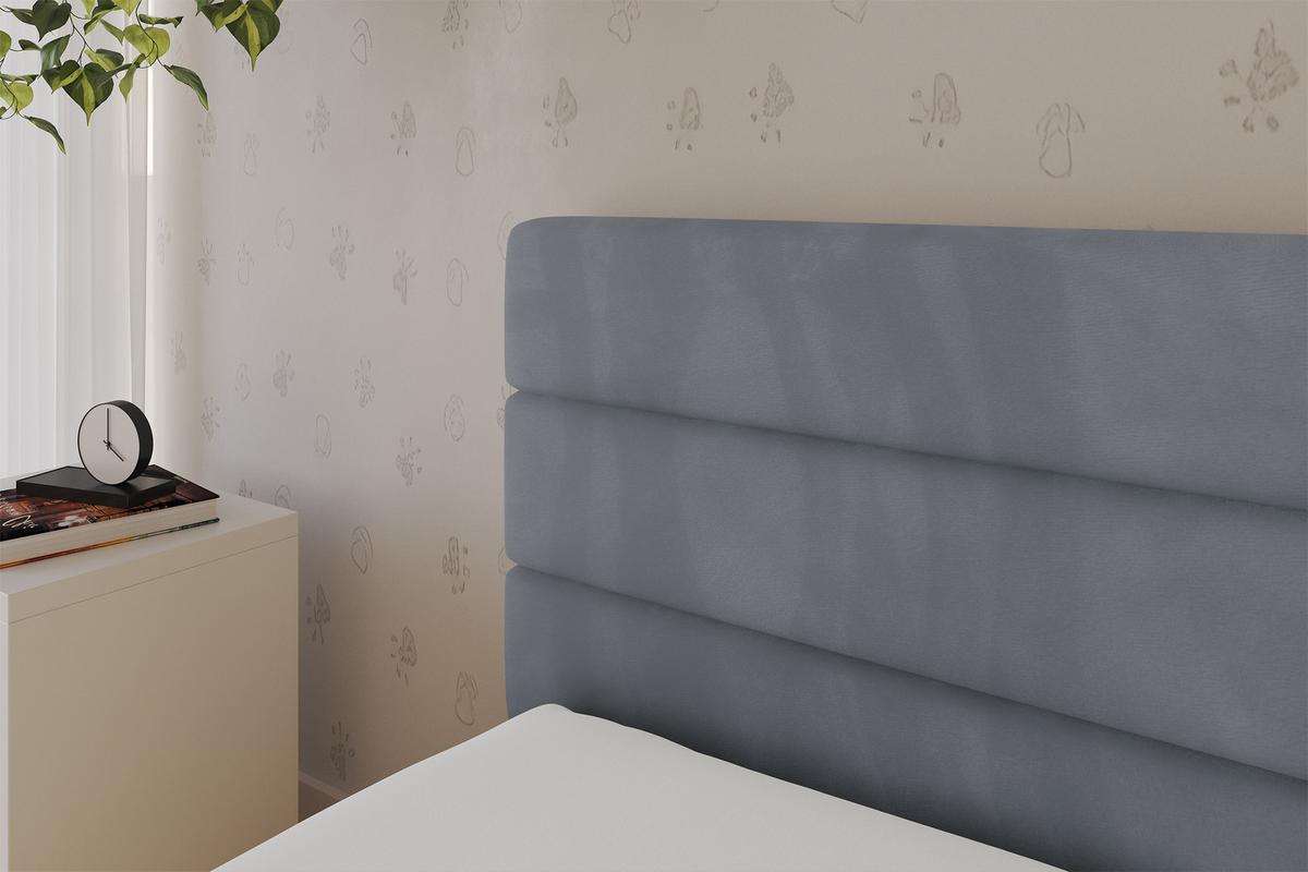 EINZELLBETT Jugendbett mit Bettkasten, Rechts - BEMY 100x200 Grau - Blaugrau, Holzwerkstoff/Textil (100/200cm) - ALTDECOR
