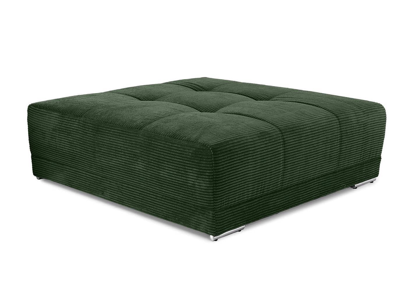 POLSTERHOCKER XXL Federkern B120/T120/H39 cm (passend zum BIG-SOFA) Cord Grün / 15176 - Chromfarben/Grün, Textil/Metall (120/39/120cm) - luma-home