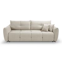 BETTSOFA MODA Beige Chenille-Stoff mit Schlaffunktion - Beige, Holz (245/86/110cm) - MASSENO