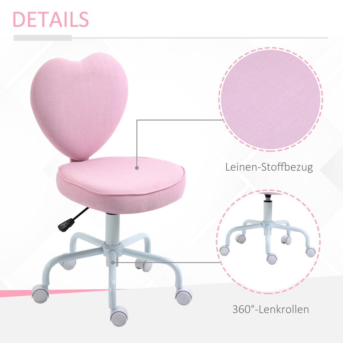DREHSTUHL, Rosa - Rosa, Textil (50/89/42cm) - HOMCOM