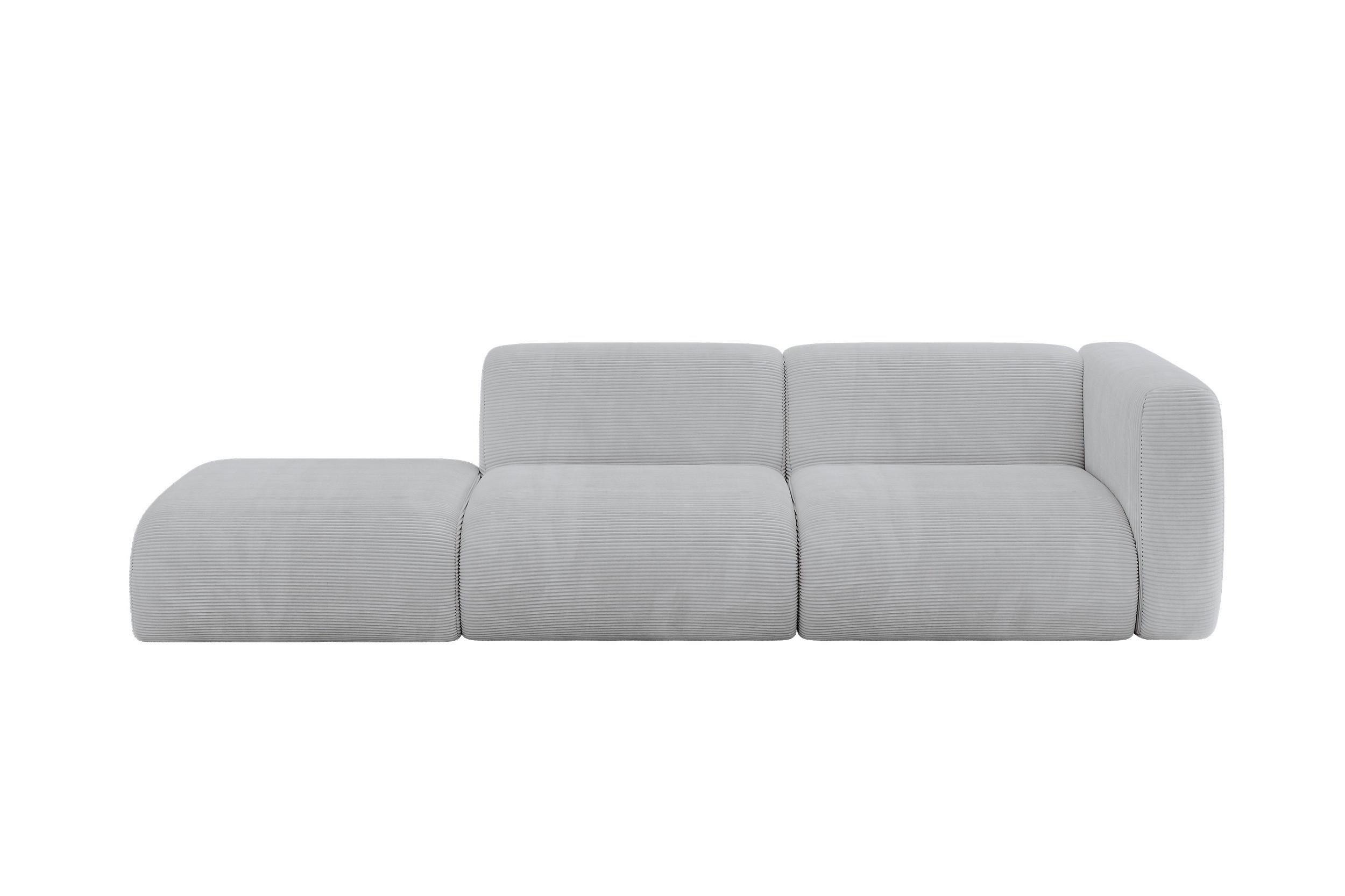 SOFA Ottomane Rechts MIRA-S3 296x89x70 Grau Cord - Blaugrau/Schwarz, Holzwerkstoff/Kunststoff (296/70/89cm) - ALTDECOR