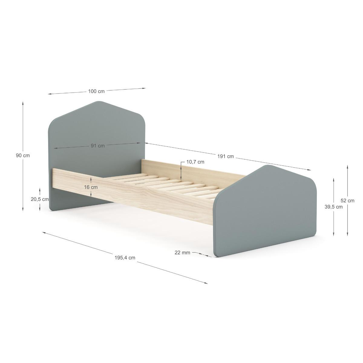 BETT Estefania Grün 195/100/90 cm - Grün, Holz (190/90cm) - Calicosy