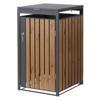 MÜLLTONNENBOX 1er Anthrazit-Holzoptik - Dunkelbraun, Metall (68/120/80cm) - ML-DESIGN