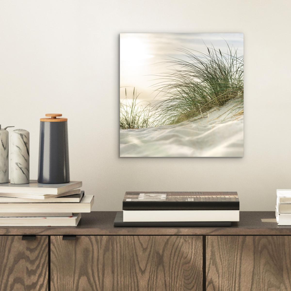 METALLBILD Dünen mit Strandhafer in der Sonne des Nationalparks Schleswig-Holsteinisches Wattenmeer 20x20 cm - Creme, Metall (20/20cm) - MuchoWow