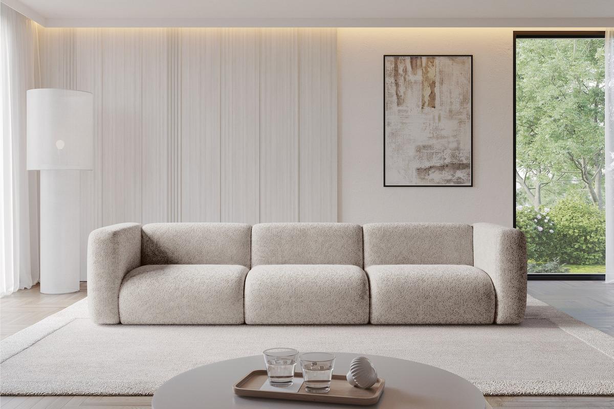 MODULARES Sofa 3-SITZER MIRA-S2 319x89x70 Hellgrau cm Velours - Hellgrau/Schwarz, Holzwerkstoff/Kunststoff (319/70/89cm) - ALTDECOR